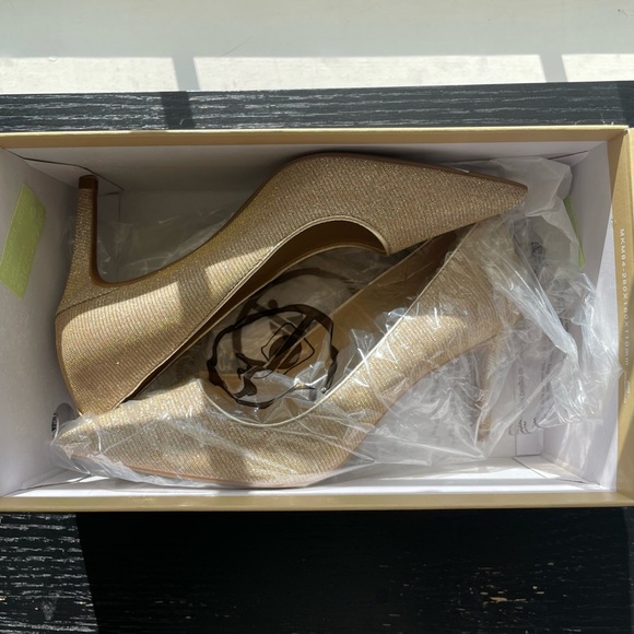 Michael Kors Alina gold flex glitter chain mesh pumps heels | 6.5 - Picture 7 of 9